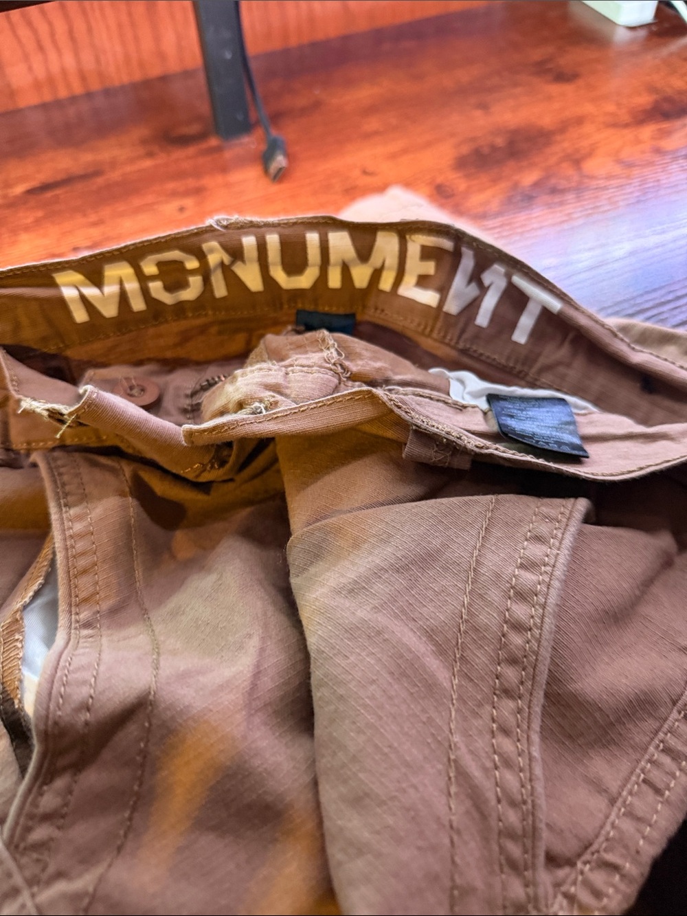 Monument Waistband Logo Brown Casual Pants